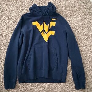 Nike Men's Blue Hoodie with Yellow Graphic